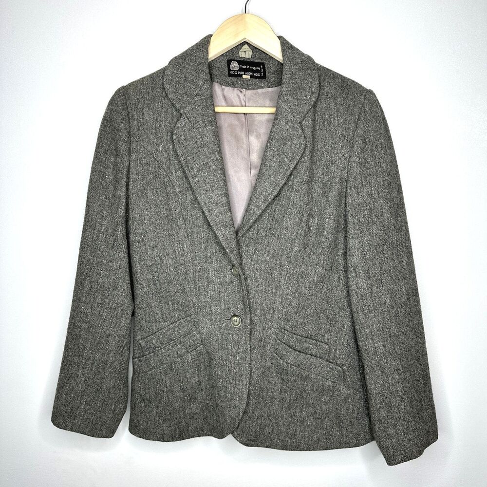 Made in Uruguay Wool Blazer/Suit Jacket Women's 7/8 Gray